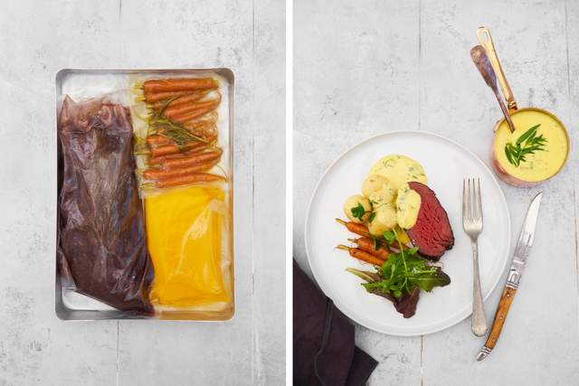 Rostbiff med enkel bearnaisesås och vårprimörer